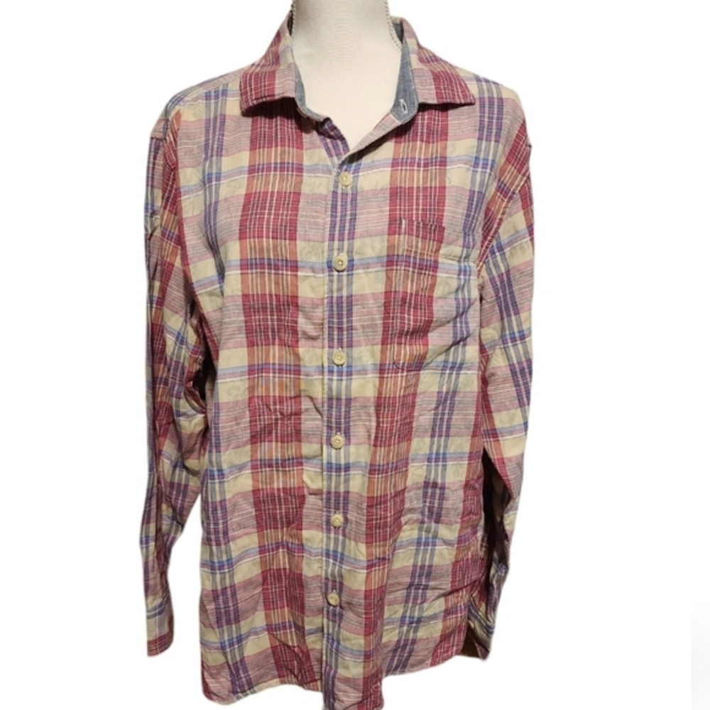 Tommy bahama 100% cotton button down Plaid Size Medium